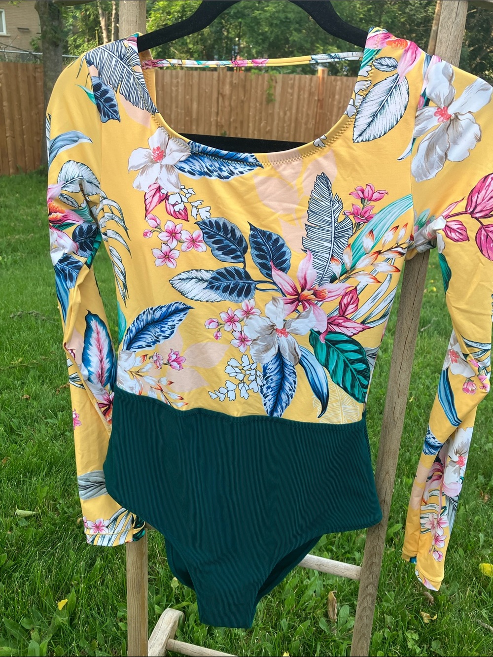 Everyday Sunday Floral Yellow & Teal Long Sleeve Swimsuit